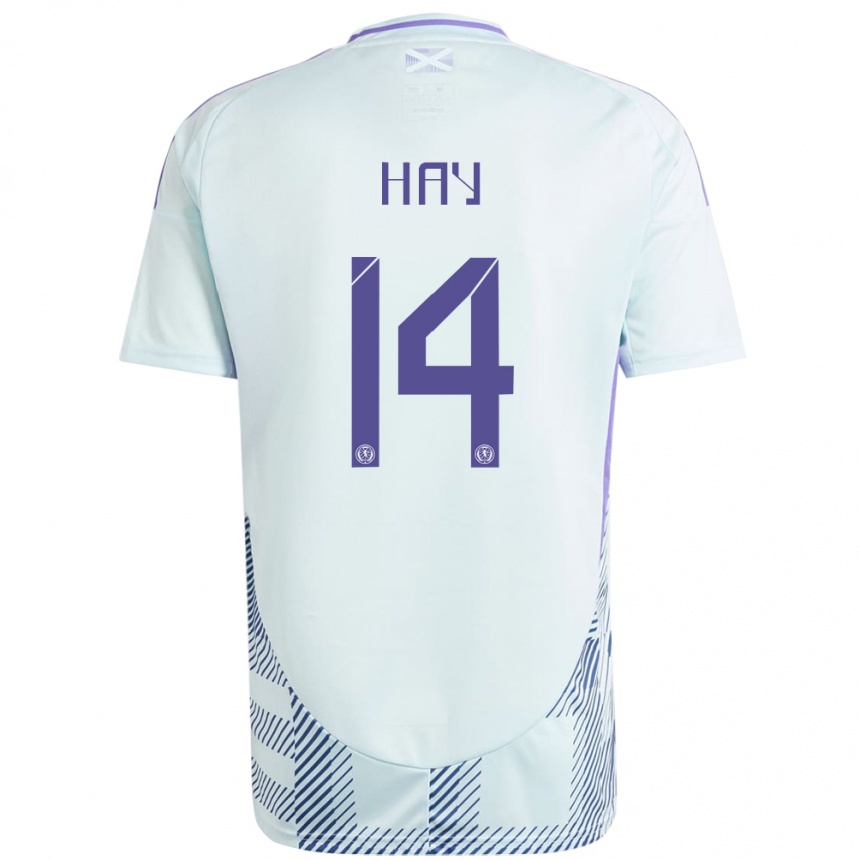 Kids Football Scotland Brogan Hay #14 Light Mint Blue Away Jersey 24-26 T-Shirt Nz