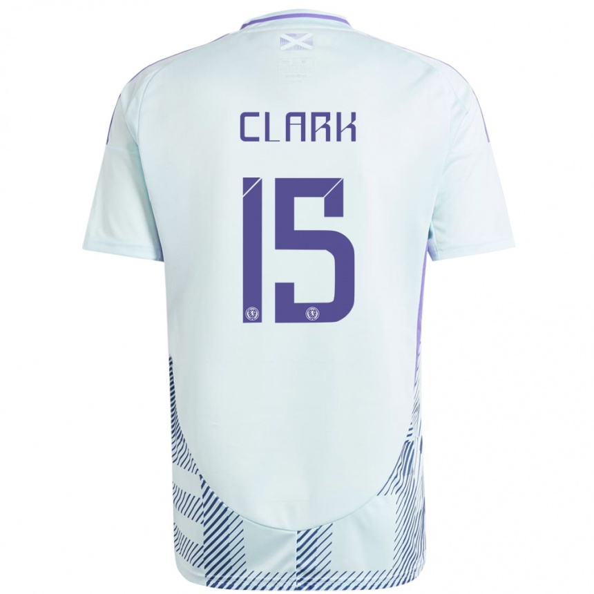 Kids Football Scotland Jenna Clark #15 Light Mint Blue Away Jersey 24-26 T-Shirt Nz