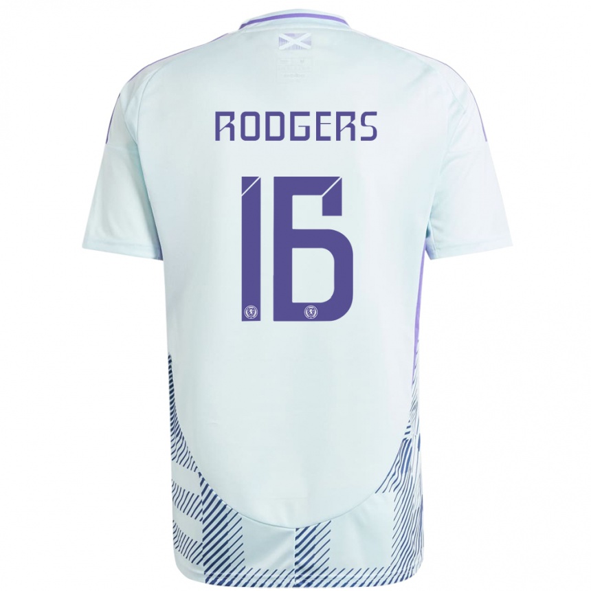 Kids Football Scotland Amy Rodgers #16 Light Mint Blue Away Jersey 24-26 T-Shirt Nz