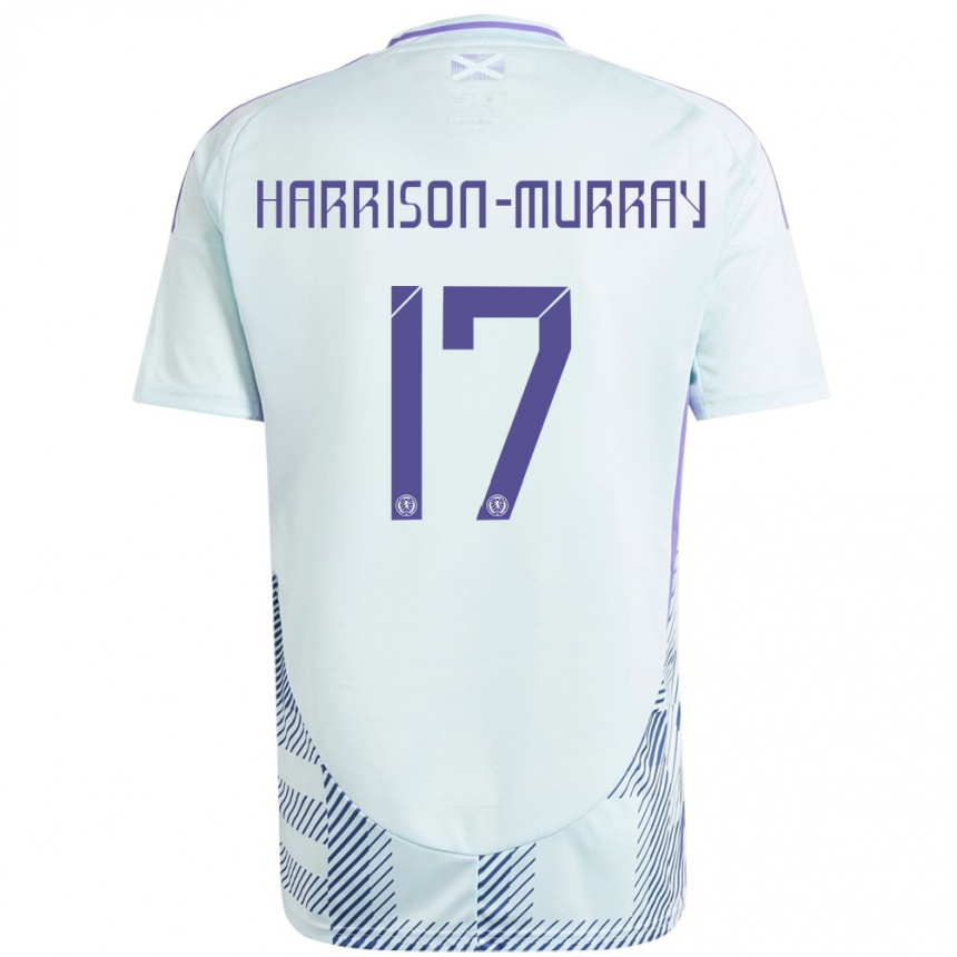 Kids Football Scotland Christie Harrison-Murray #17 Light Mint Blue Away Jersey 24-26 T-Shirt Nz