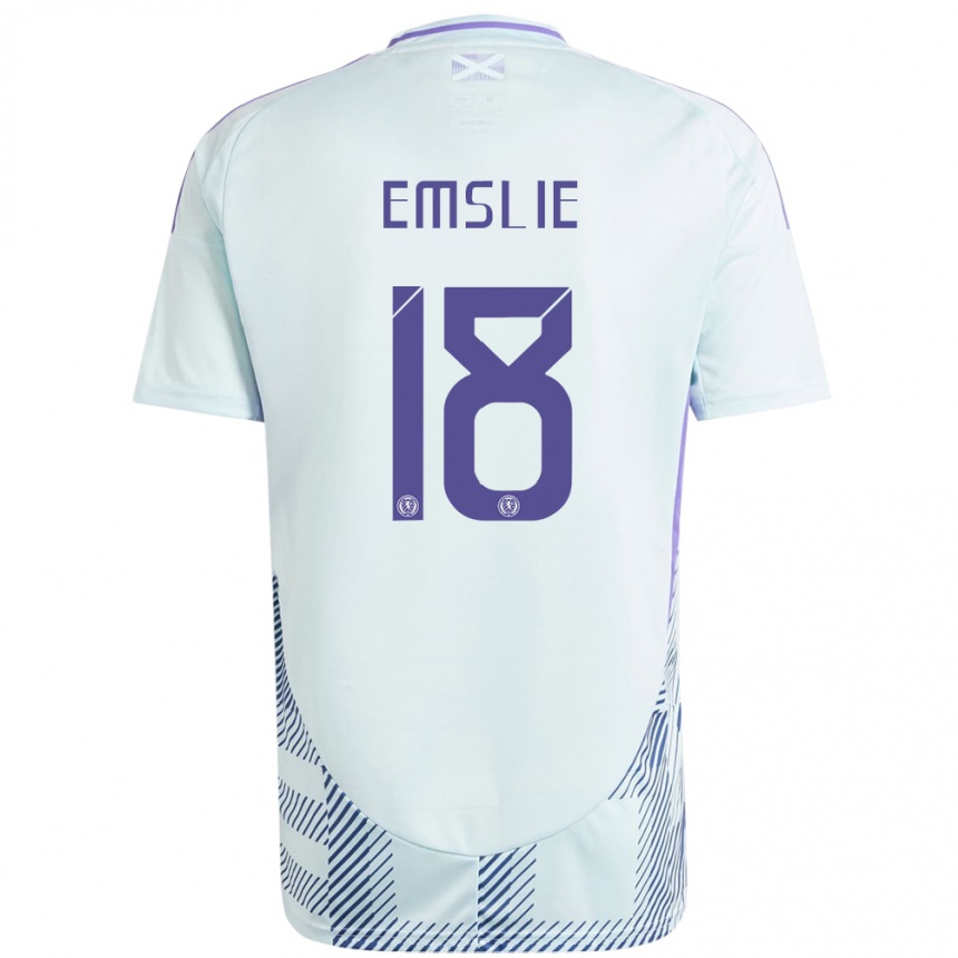 Kids Football Scotland Claire Emslie #18 Light Mint Blue Away Jersey 24-26 T-Shirt Nz