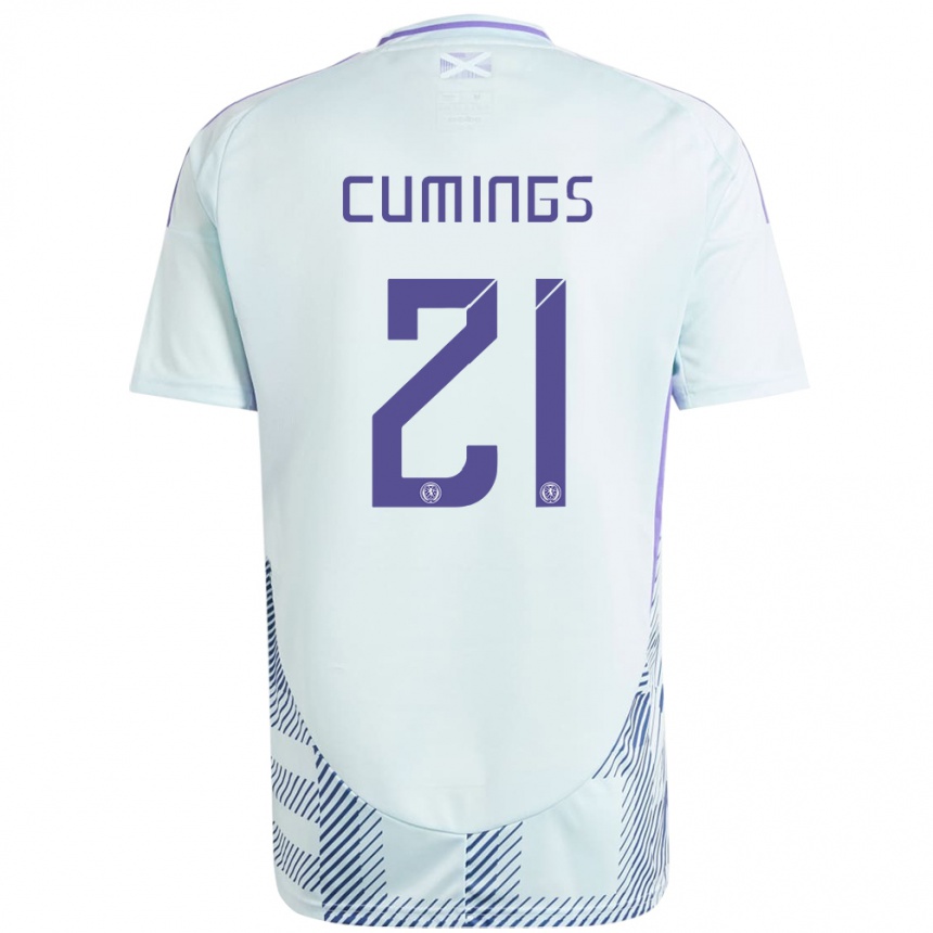 Kids Football Scotland Eartha Cumings #21 Light Mint Blue Away Jersey 24-26 T-Shirt Nz