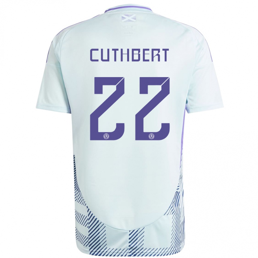 Kids Football Scotland Erin Cuthbert #22 Light Mint Blue Away Jersey 24-26 T-Shirt Nz