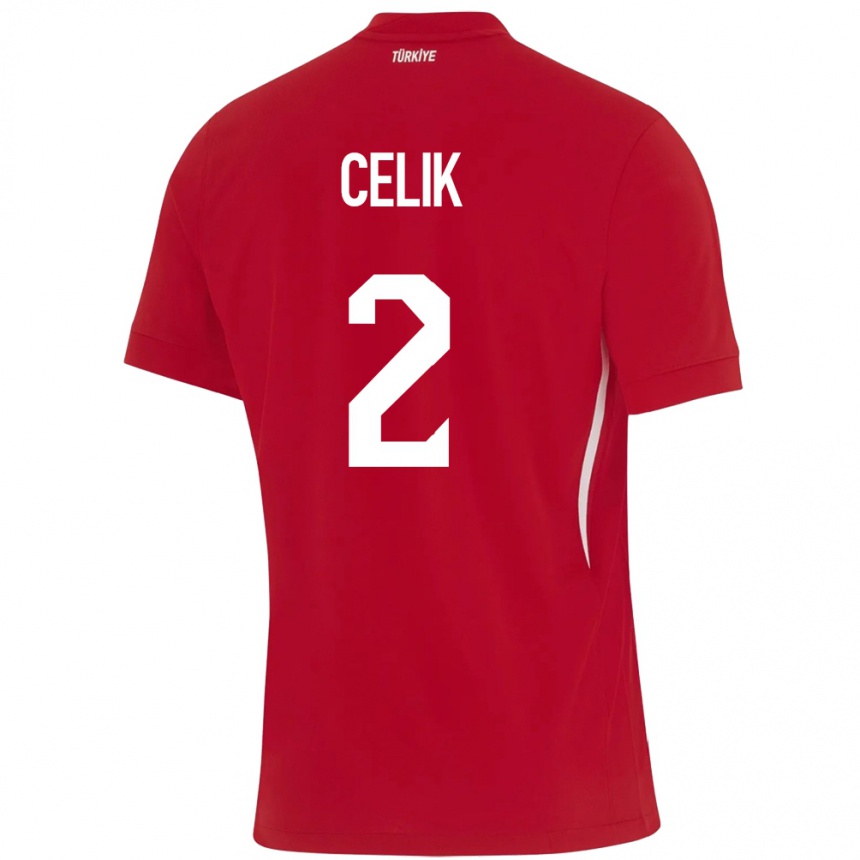 Kids Football Turkey Zeki Çelik #2 Red Away Jersey 24-26 T-Shirt Nz