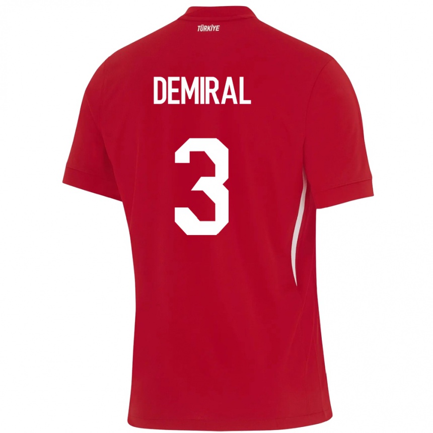 Kids Football Turkey Merih Demiral #3 Red Away Jersey 24-26 T-Shirt Nz