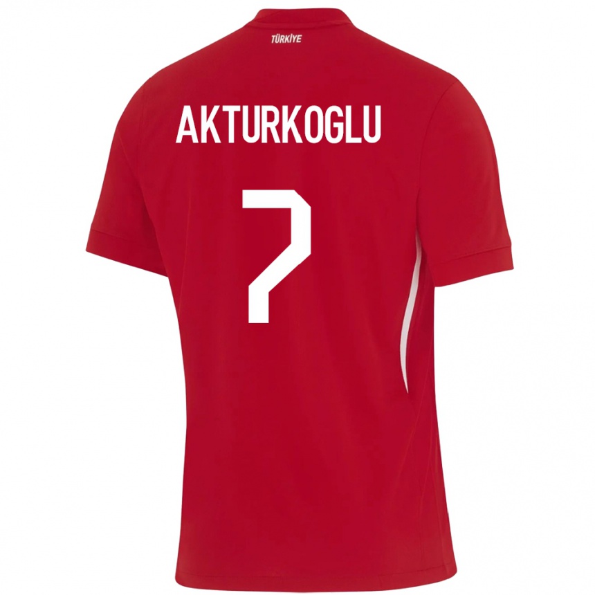 Kids Football Turkey Kerem Aktürkoğlu #7 Red Away Jersey 24-26 T-Shirt Nz