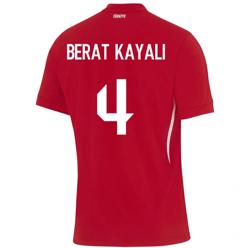 Kids Football Turkey Hasan Berat Kayalı #4 Red Away Jersey 24-26 T-Shirt Nz