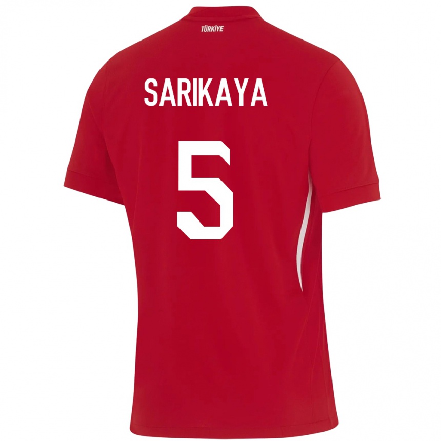 Kids Football Turkey Efe Sarıkaya #5 Red Away Jersey 24-26 T-Shirt Nz