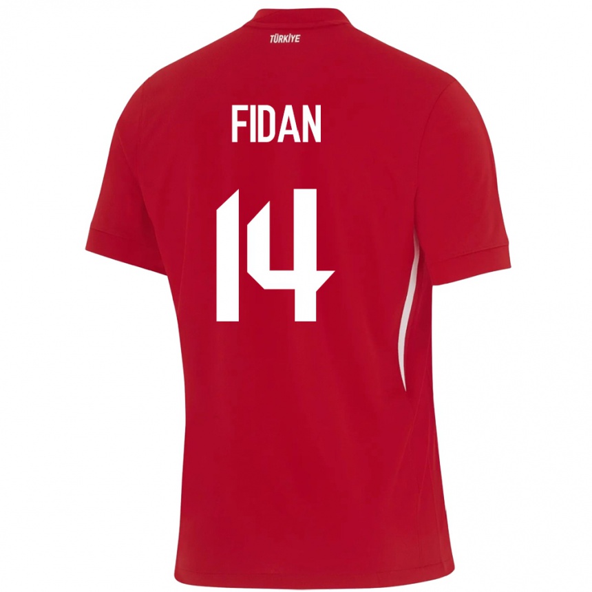 Kids Football Turkey Yiğit Fidan #14 Red Away Jersey 24-26 T-Shirt Nz