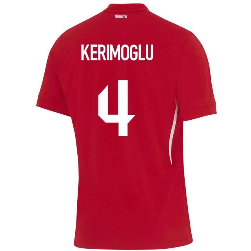 Kids Football Turkey Zeynap Kerimoğlu #4 Red Away Jersey 24-26 T-Shirt Nz