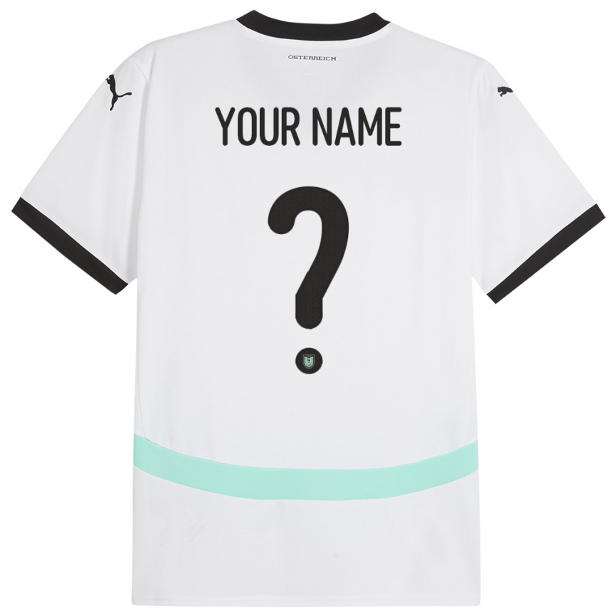 Kids Football Austria Your Name #0 White Away Jersey 24-26 T-Shirt Nz