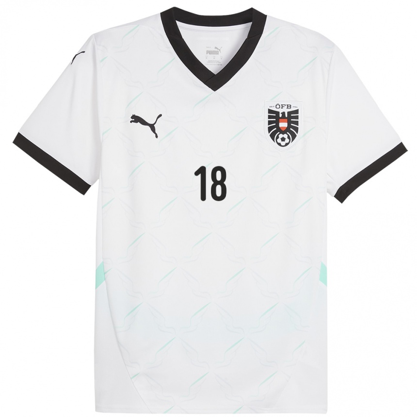 Kids Football Austria Julia Hickelsberger-Füller #18 White Away Jersey 24-26 T-Shirt Nz