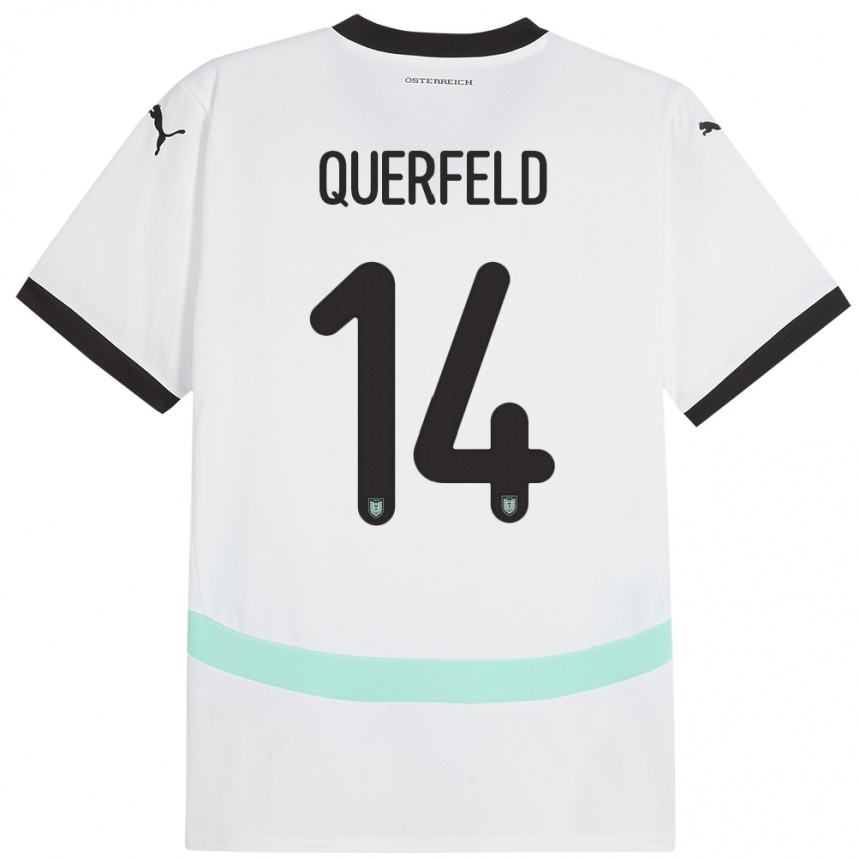 Kids Football Austria Leopold Querfeld #14 White Away Jersey 24-26 T-Shirt Nz