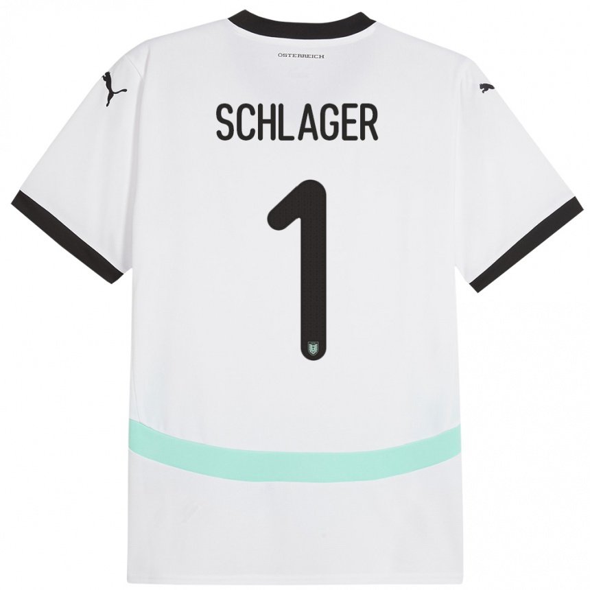 Kids Football Austria Alexander Schlager #1 White Away Jersey 24-26 T-Shirt Nz