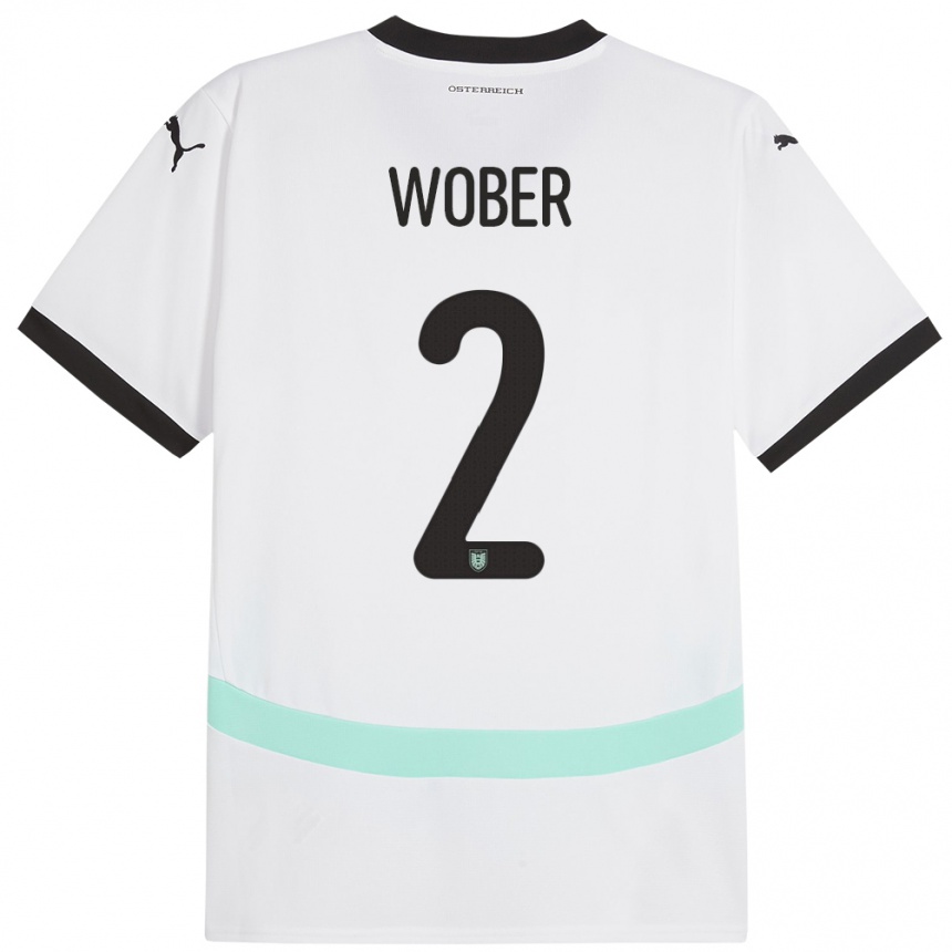 Kids Football Austria Maximilian Wöber #2 White Away Jersey 24-26 T-Shirt Nz