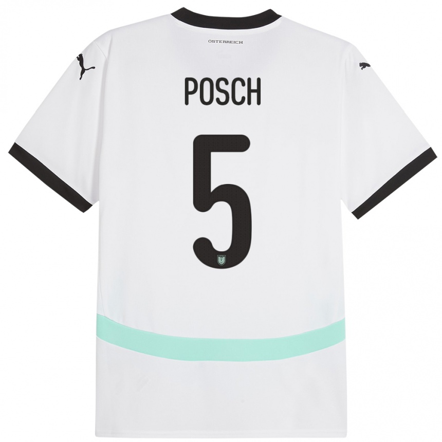 Kids Football Austria Stefan Posch #5 White Away Jersey 24-26 T-Shirt Nz