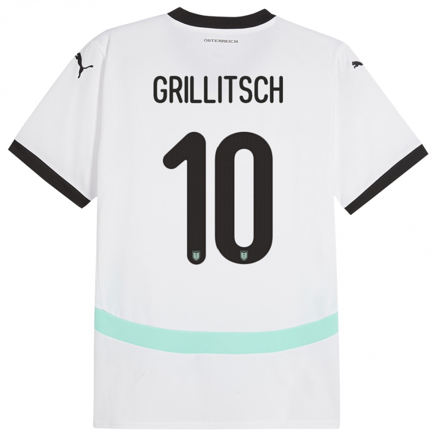 Kids Football Austria Florian Grillitsch #10 White Away Jersey 24-26 T-Shirt Nz