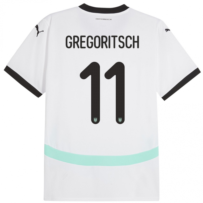 Kids Football Austria Michael Gregoritsch #11 White Away Jersey 24-26 T-Shirt Nz