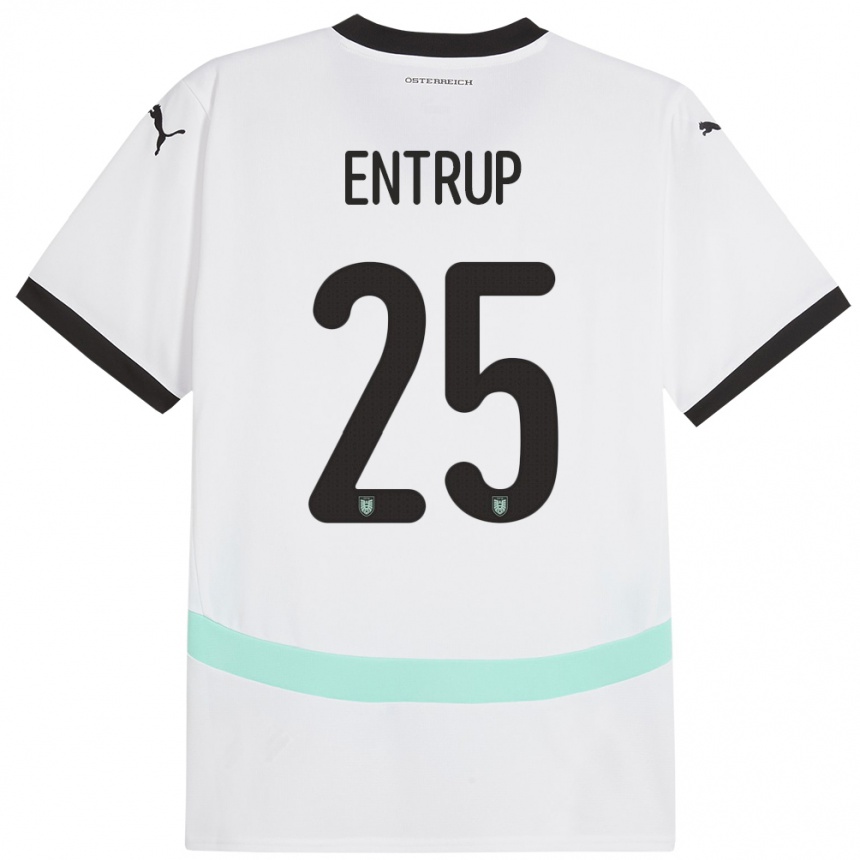 Kids Football Austria Maximilian Entrup #25 White Away Jersey 24-26 T-Shirt Nz