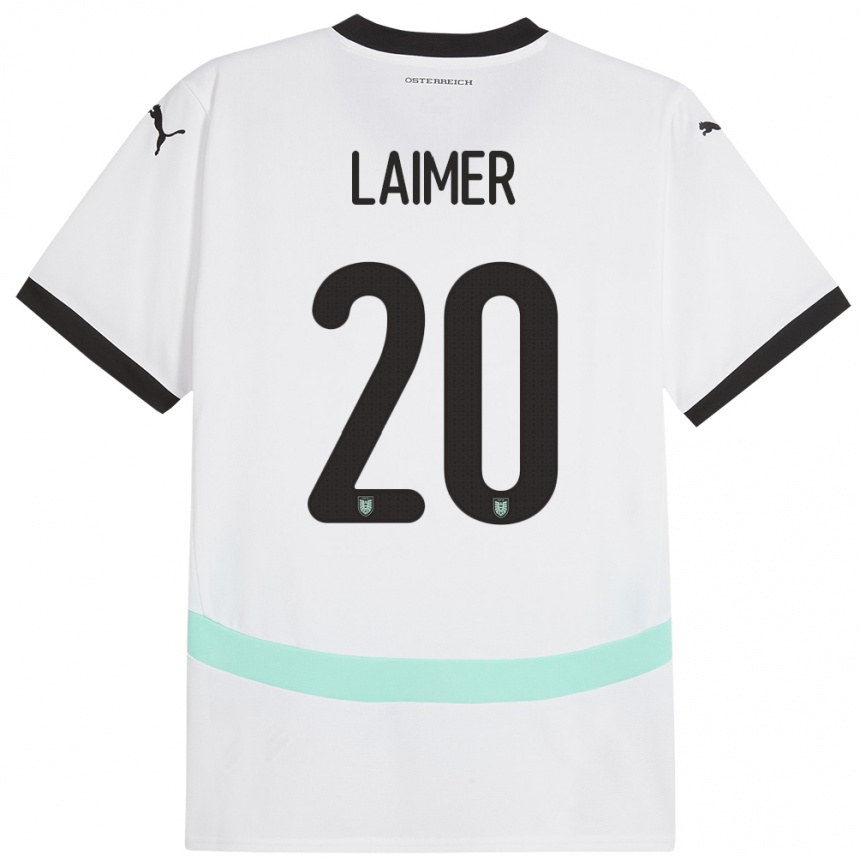 Kids Football Austria Konrad Laimer #20 White Away Jersey 24-26 T-Shirt Nz