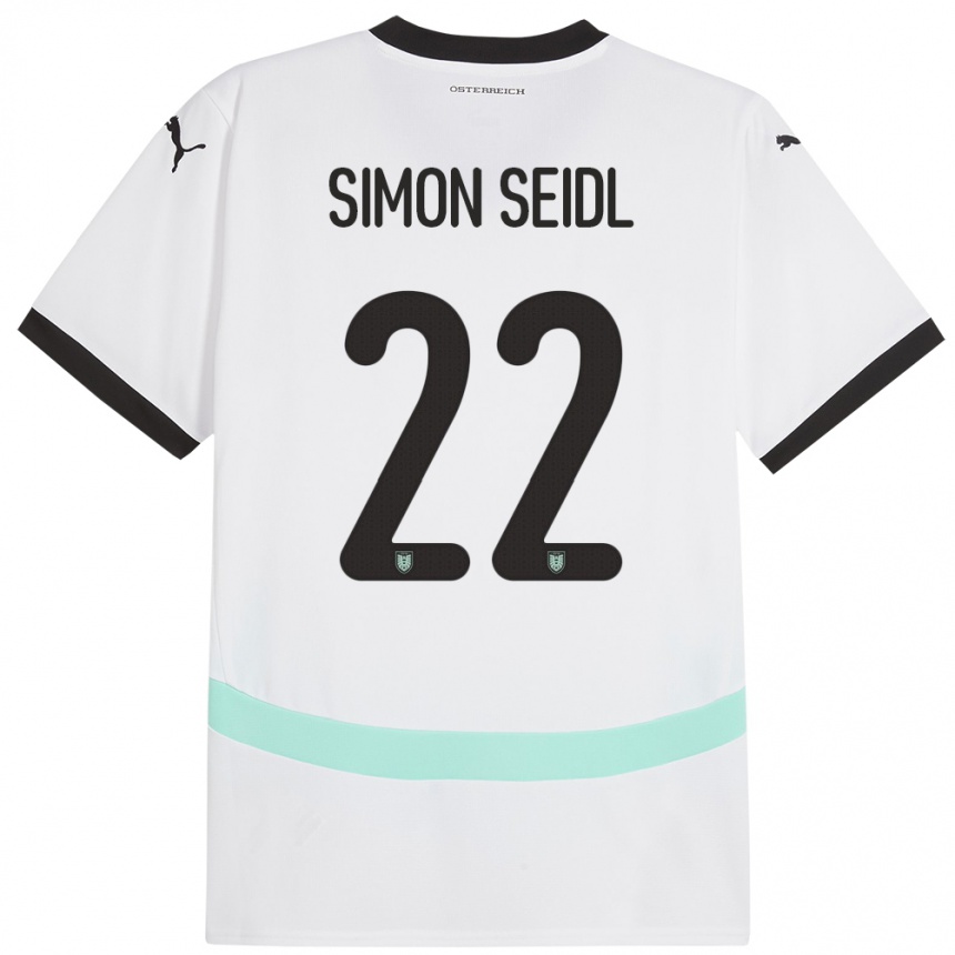 Kids Football Austria Simon Seidl #22 White Away Jersey 24-26 T-Shirt Nz