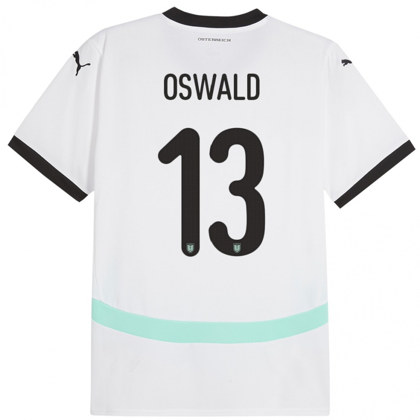 Kids Football Austria Moritz Oswald #13 White Away Jersey 24-26 T-Shirt Nz