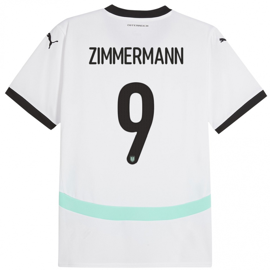 Kids Football Austria Bernhard Zimmermann #9 White Away Jersey 24-26 T-Shirt Nz