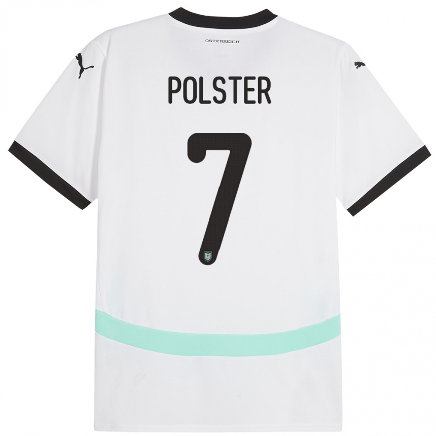 Kids Football Austria Manuel Polster #7 White Away Jersey 24-26 T-Shirt Nz