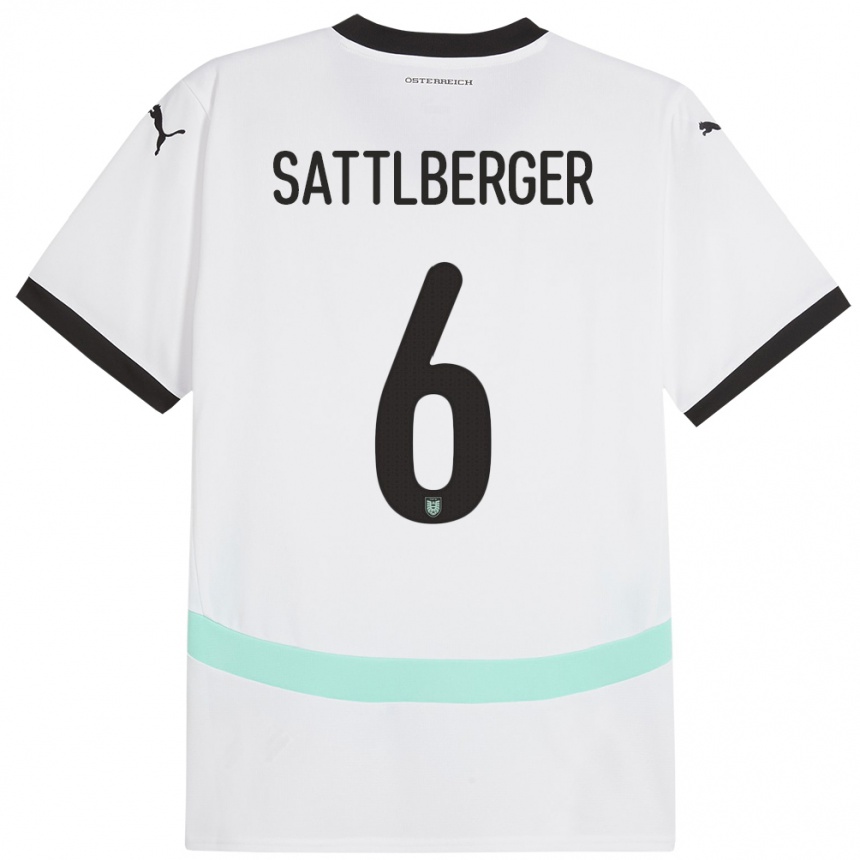 Kids Football Austria Nikolas Sattlberger #6 White Away Jersey 24-26 T-Shirt Nz