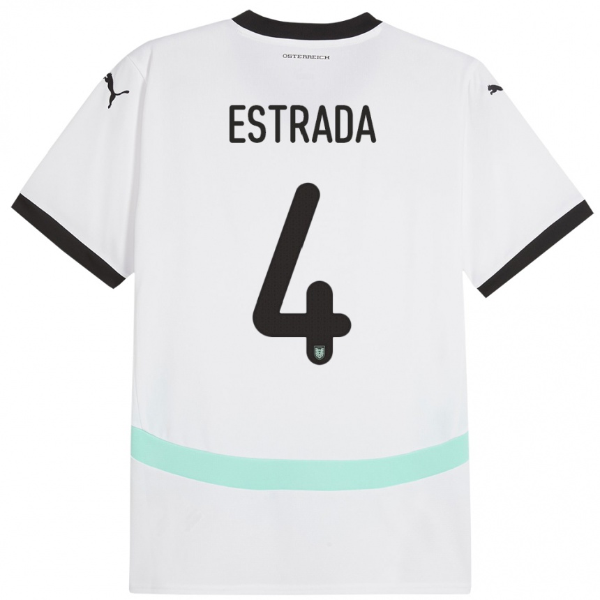 Kids Football Austria Pascal Estrada #4 White Away Jersey 24-26 T-Shirt Nz