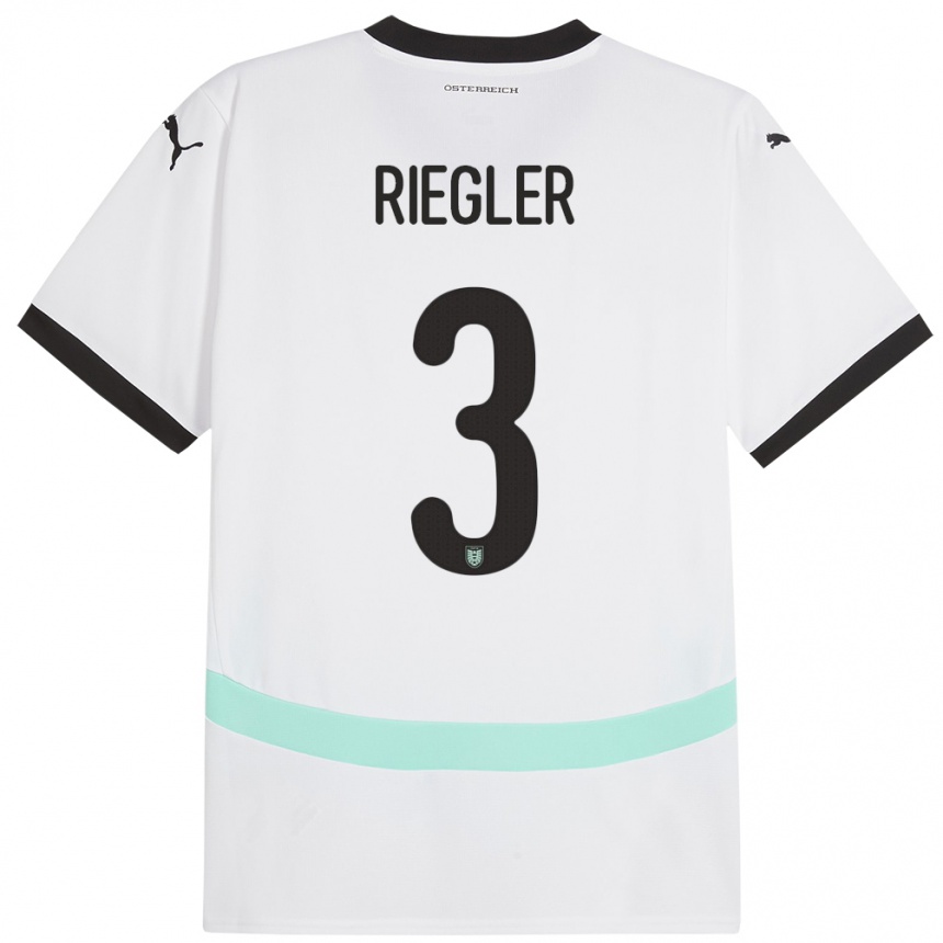 Kids Football Austria David Riegler #3 White Away Jersey 24-26 T-Shirt Nz