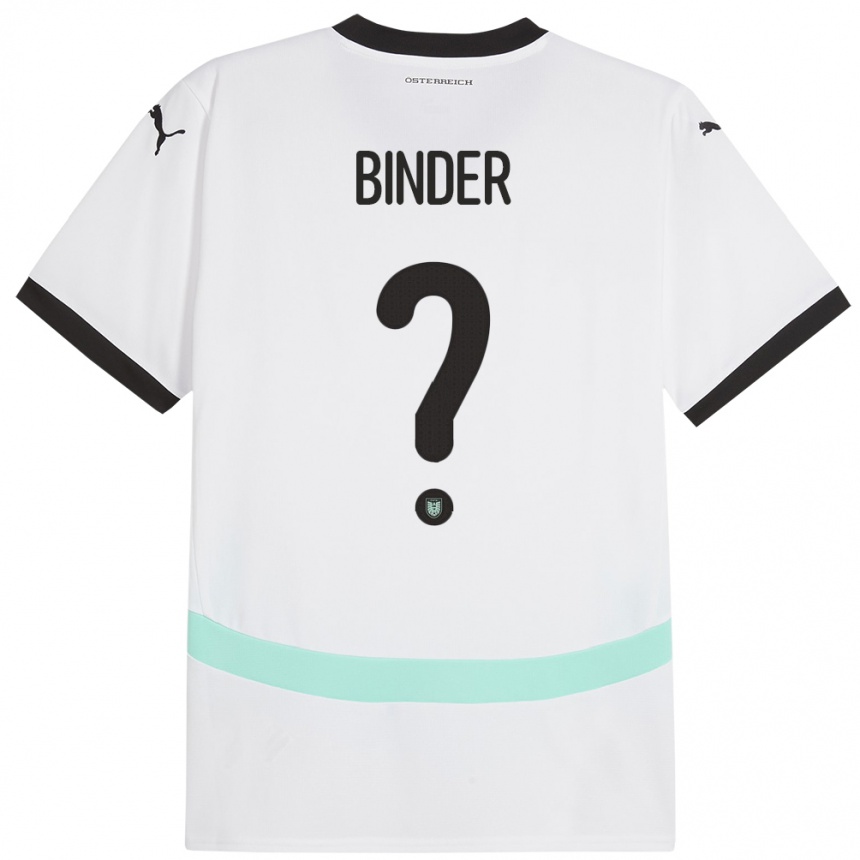 Kids Football Austria Nicolas Binder #0 White Away Jersey 24-26 T-Shirt Nz