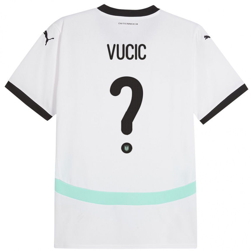 Kids Football Austria Romeo Vucic #0 White Away Jersey 24-26 T-Shirt Nz