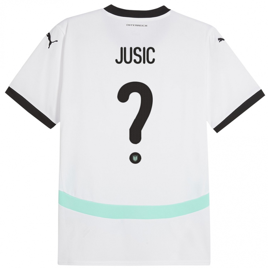 Kids Football Austria Kenan Jusic #0 White Away Jersey 24-26 T-Shirt Nz