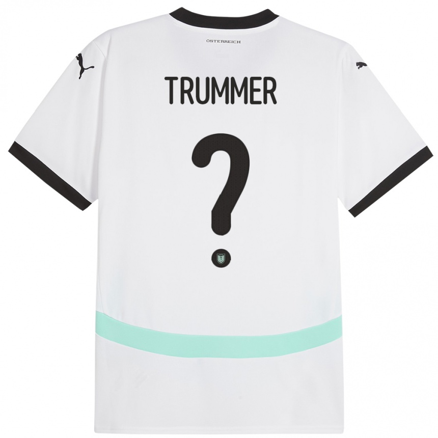 Kids Football Austria Tim Trummer #0 White Away Jersey 24-26 T-Shirt Nz