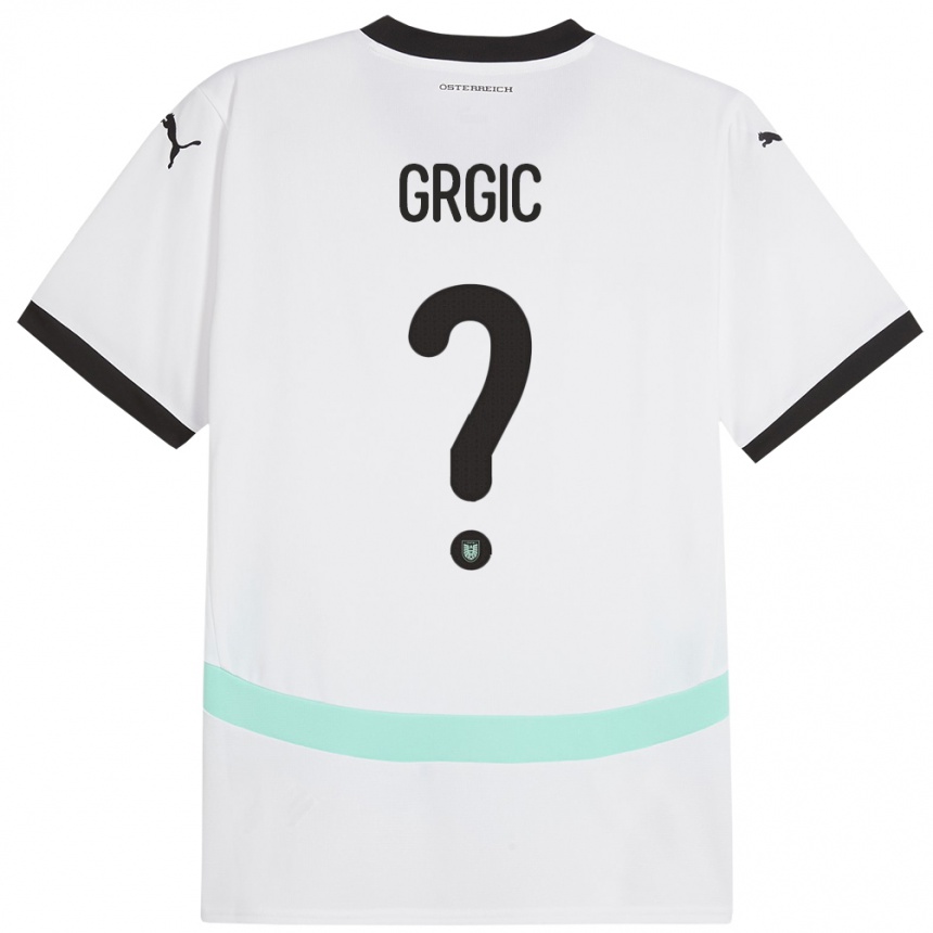 Kids Football Austria Leon Grgic #0 White Away Jersey 24-26 T-Shirt Nz