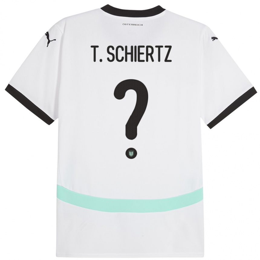 Kids Football Austria Tammo Schiertz #0 White Away Jersey 24-26 T-Shirt Nz