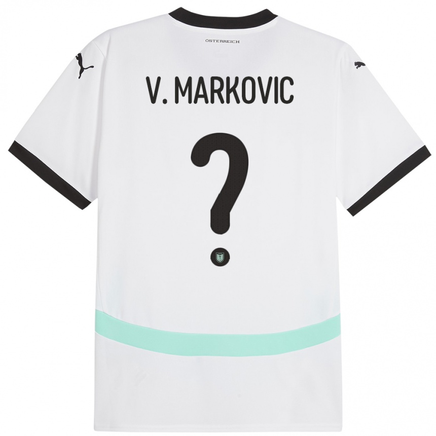 Kids Football Austria Vasilije Markovic #0 White Away Jersey 24-26 T-Shirt Nz