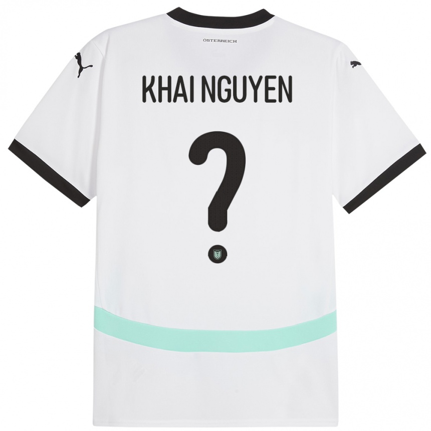 Kids Football Austria Quoc Khai Nguyen #0 White Away Jersey 24-26 T-Shirt Nz