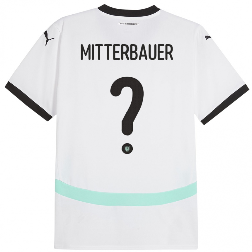 Kids Football Austria Elias Mitterbauer #0 White Away Jersey 24-26 T-Shirt Nz