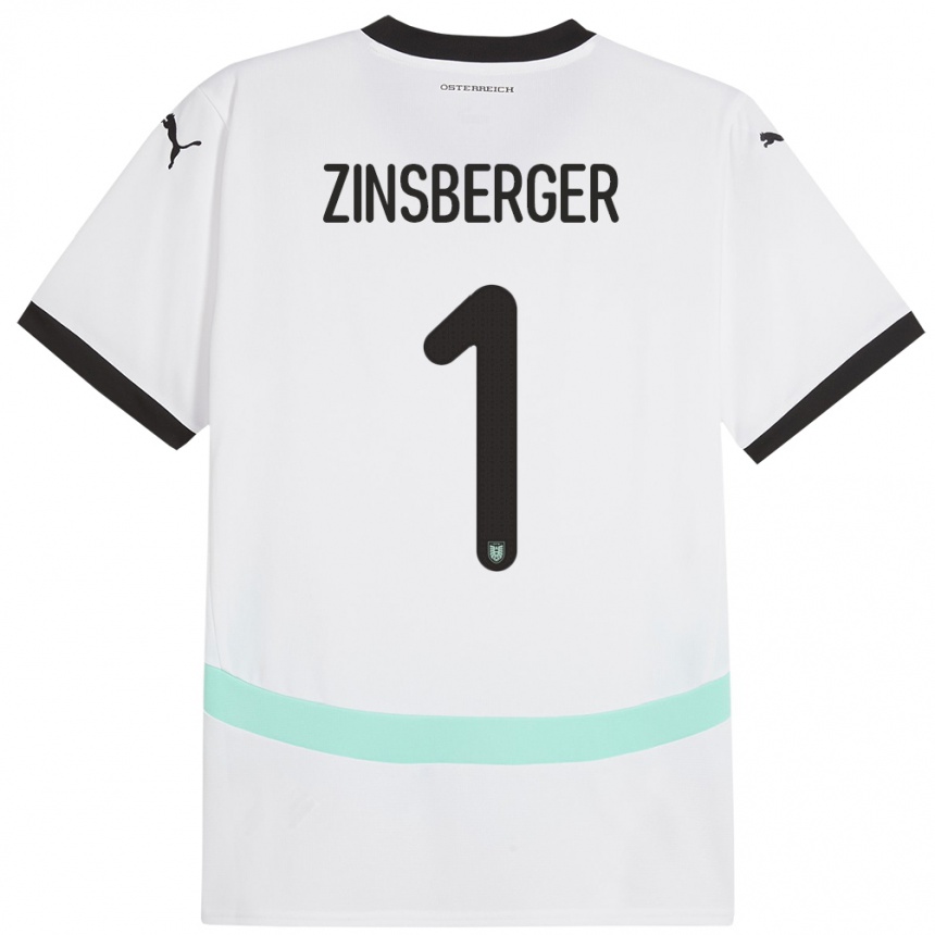 Kids Football Austria Manuela Zinsberger #1 White Away Jersey 24-26 T-Shirt Nz