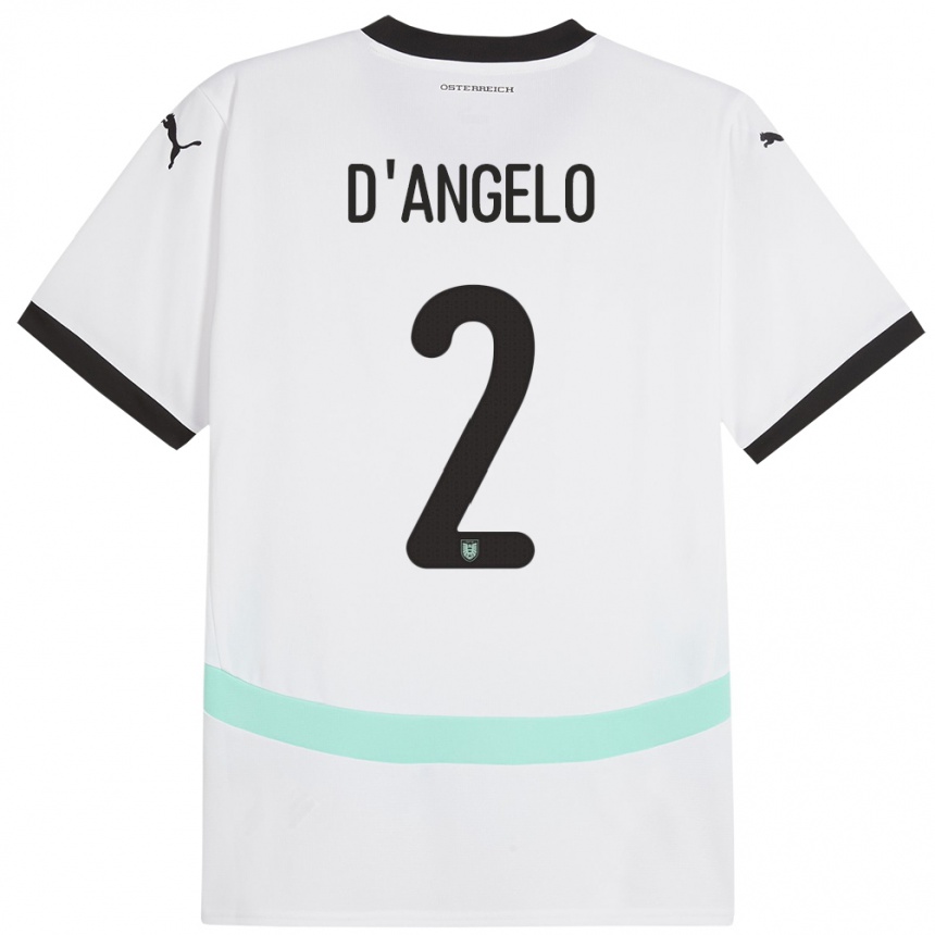 Kids Football Austria Chiara D’angelo #2 White Away Jersey 24-26 T-Shirt Nz