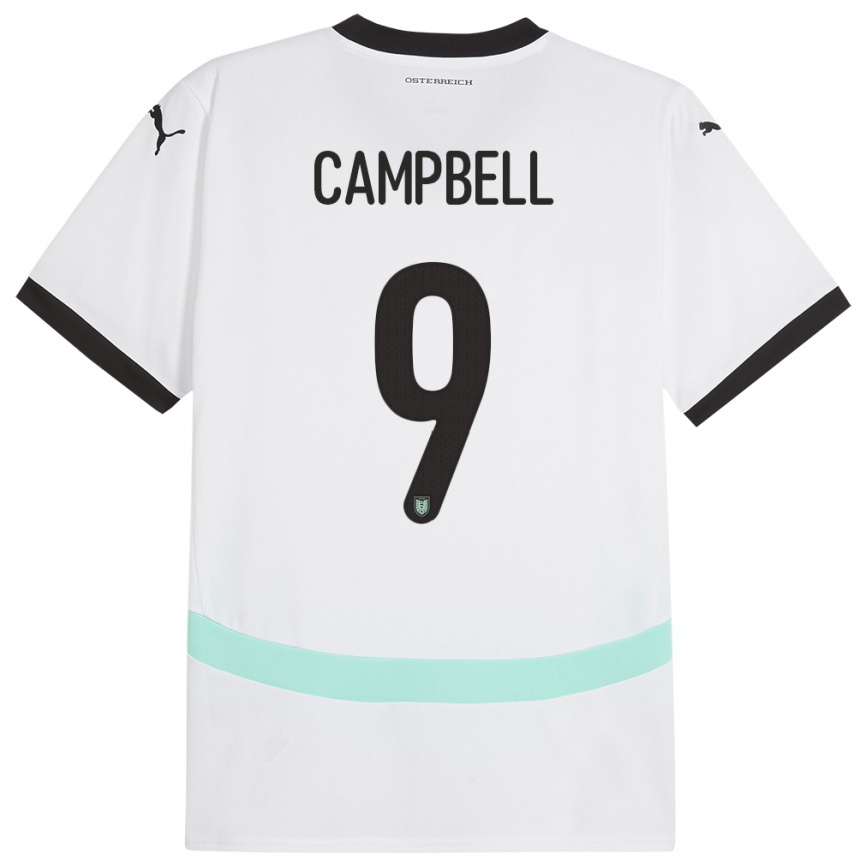 Kids Football Austria Eileen Campbell #9 White Away Jersey 24-26 T-Shirt Nz