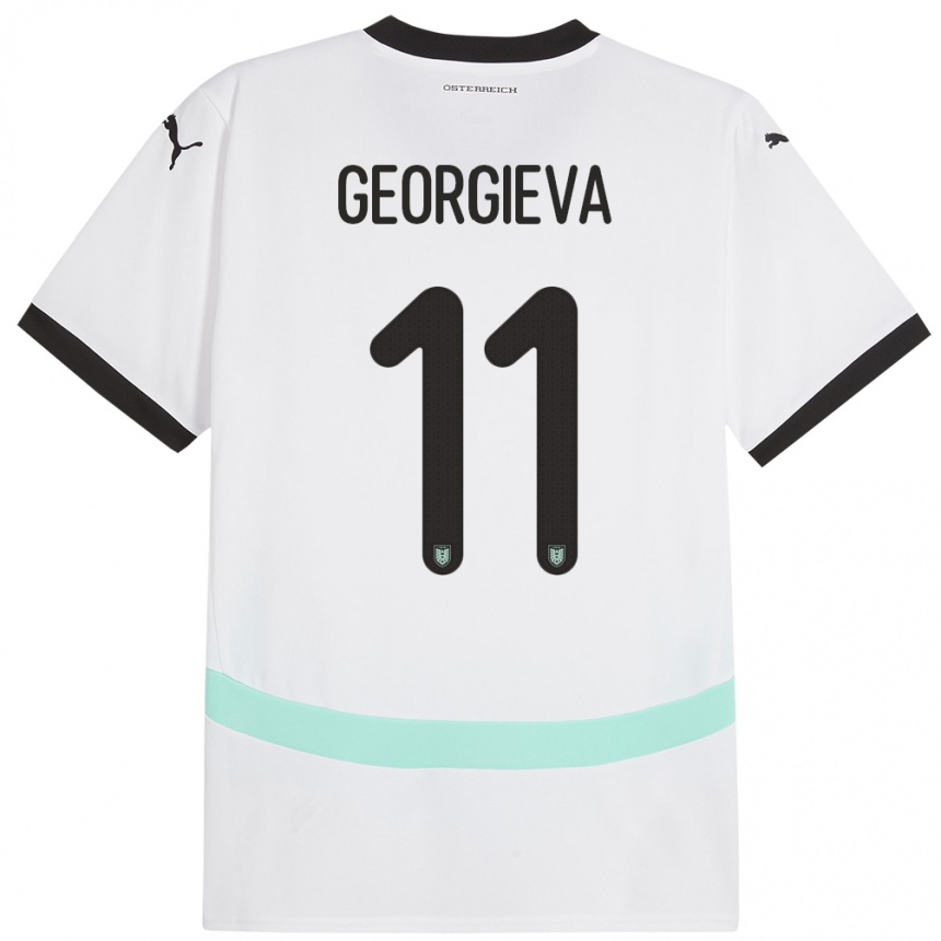 Kids Football Austria Marina Georgieva #11 White Away Jersey 24-26 T-Shirt Nz