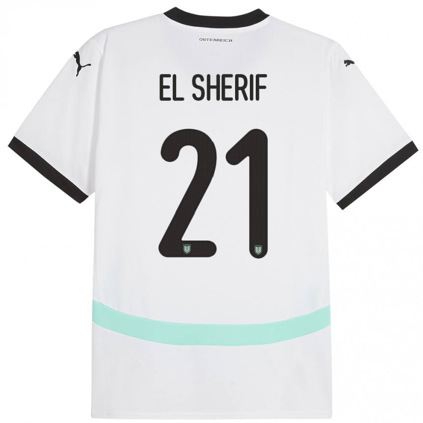 Kids Football Austria Mariella El Sherif #21 White Away Jersey 24-26 T-Shirt Nz