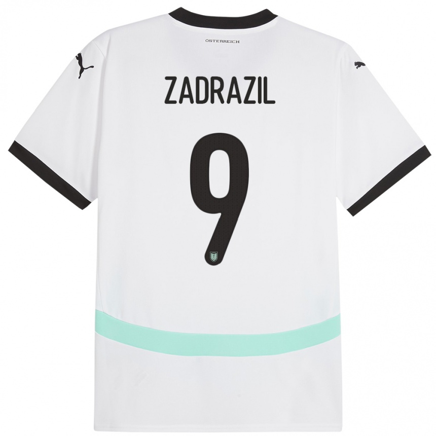 Kids Football Austria Sarah Zadrazil #9 White Away Jersey 24-26 T-Shirt Nz