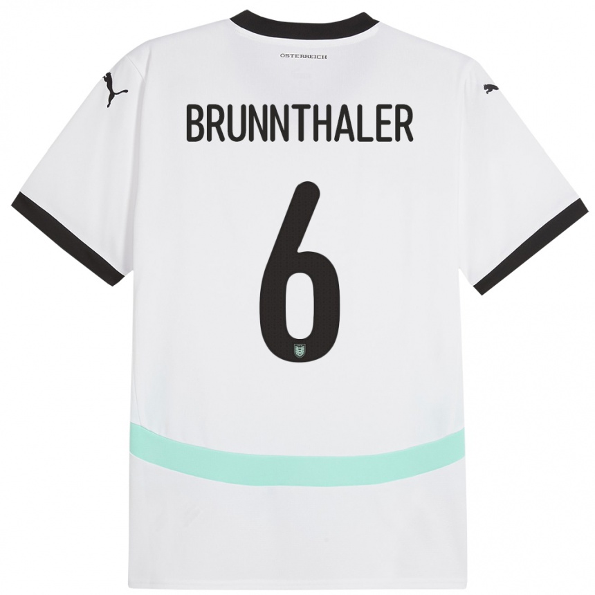 Kids Football Austria Melanie Brunnthaler #6 White Away Jersey 24-26 T-Shirt Nz