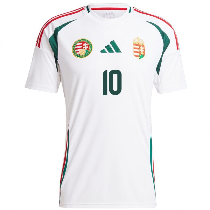 Kids Football Hungary Dominik Szoboszlai #10 White Away Jersey 24-26 T-Shirt Nz