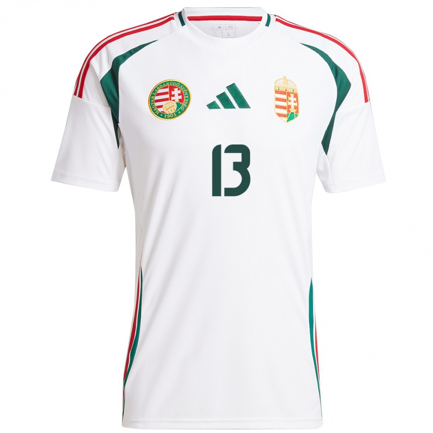 Kids Football Hungary András Eördögh #13 White Away Jersey 24-26 T-Shirt Nz