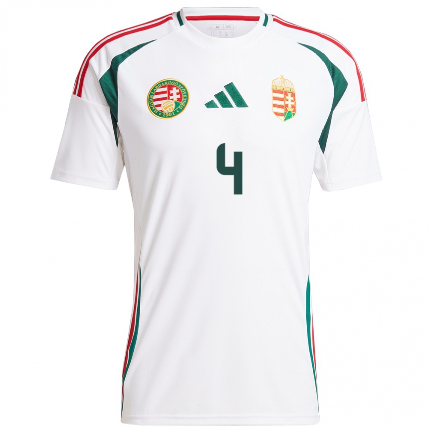 Kids Football Hungary Attila Szalai #4 White Away Jersey 24-26 T-Shirt Nz